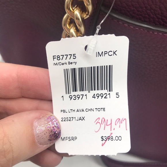 Authentic Coach Purse- Burgundy Leather Gold Chain - Picture 8 of 8